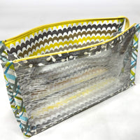 Grey Batik Vinyl Front Medium Zipper Knitting Project Craft Bag