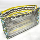Grey Batik Vinyl Front Medium Zipper Knitting Project Craft Bag