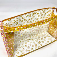 Ditsy Goldenrod Vinyl Front Medium Zipper Knitting Project Craft Bag