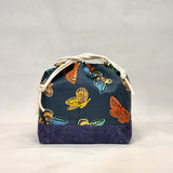 Butterflies Navy Large Drawstring Knitting Project Craft Bag