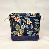 Citrus Grove Navy Large Drawstring Knitting Project Craft Bag