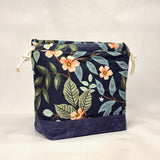 Citrus Grove Navy Large Drawstring Knitting Project Craft Bag