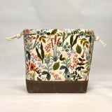 Herb Garden Natural Large Drawstring Knitting Project Craft Bag
