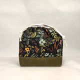 Herb Garden Black Large Drawstring Knitting Project Craft Bag