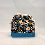Rifle Paper Co. Rosa Black Large Drawstring Knitting Project Craft Bag