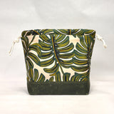 Monstera Large Drawstring Knitting Project Craft Bag