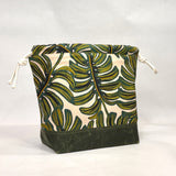 Monstera Large Drawstring Knitting Project Craft Bag