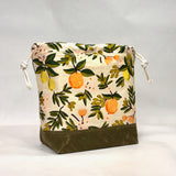 Citrus Natural Large Drawstring Knitting Project Craft Bag