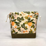 Citrus Natural Large Drawstring Knitting Project Craft Bag