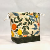 Citrus Grove Natural Large Drawstring Knitting Project Craft Bag