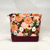 Juliet Burgundy Large Drawstring Knitting Project Craft Bag