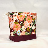 Juliet Burgundy Large Drawstring Knitting Project Craft Bag