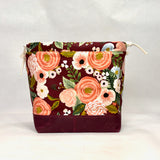 Juliet Burgundy Large Drawstring Knitting Project Craft Bag