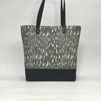 Leaf Black  / Waxed Canvas Tote Bag with Leather Straps