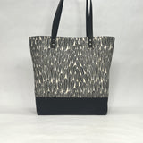 Leaf Black  / Waxed Canvas Tote Bag with Leather Straps
