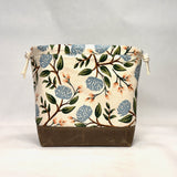 Peonies Natural Large Drawstring Knitting Project Craft Bag