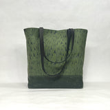 Leaf Green  / Waxed Canvas Tote Bag with Leather Straps
