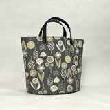 Flowers Grey Oval Bottom Knitting Craft Tote Bag
