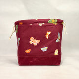 Butterfly House Burgundy Large Drawstring Knitting Project Craft Bag