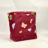 Butterfly House Burgundy Large Drawstring Knitting Project Craft Bag