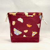 Butterfly House Burgundy Large Drawstring Knitting Project Craft Bag