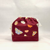 Butterfly House Burgundy Large Drawstring Knitting Project Craft Bag