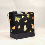 Butterfly House Black Large Drawstring Knitting Project Craft Bag