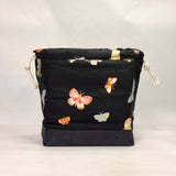 Butterfly House Black Large Drawstring Knitting Project Craft Bag