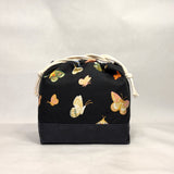 Butterfly House Black Large Drawstring Knitting Project Craft Bag