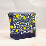 Daisy Fields Navy Large Drawstring Knitting Project Craft Bag