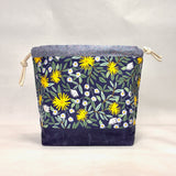 Daisy Fields Navy Large Drawstring Knitting Project Craft Bag