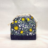 Daisy Fields Navy Large Drawstring Knitting Project Craft Bag