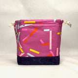 Washi Tape Pink Large Drawstring Knitting Project Craft Bag