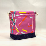 Washi Tape Pink Large Drawstring Knitting Project Craft Bag