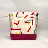 Washi Tape Natural Large Drawstring Knitting Project Craft Bag