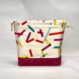 Washi Tape Natural Large Drawstring Knitting Project Craft Bag