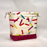 Washi Tape Natural Large Drawstring Knitting Project Craft Bag