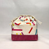 Washi Tape Natural Large Drawstring Knitting Project Craft Bag