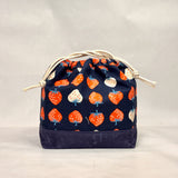 Strawberry Navy Large Drawstring Knitting Project Craft Bag