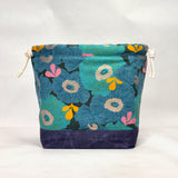 Camellia Peacock Large Drawstring Knitting Project Craft Bag