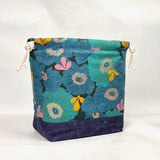 Camellia Peacock Large Drawstring Knitting Project Craft Bag