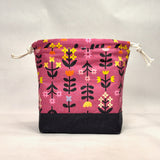 Favorite Flowers Pink Large Drawstring Knitting Project Craft Bag