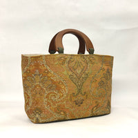Cinnamon Damask Chenille Wide Oval Bottom Knitting Craft Tote Bag