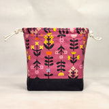 Favorite Flowers Pink Large Drawstring Knitting Project Craft Bag