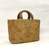 Cinnamon Damask Chenille Wide Oval Bottom Knitting Craft Tote Bag