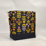 Favorite Flowers Natural Large Drawstring Knitting Project Craft Bag