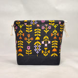 Favorite Flowers Natural Large Drawstring Knitting Project Craft Bag