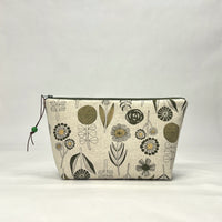 Flower Natural and Gold Small Zipper Pouch Gadget Case Cosmetics Project Bag