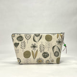 Flower Natural and Gold Small Zipper Pouch Gadget Case Cosmetics Project Bag