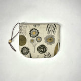 Flowers Natural and Gold Round Zipper Pouch / Coin Purse / Gadget Bag